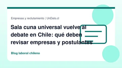 Portada editorial sobre empleo femenino y conciliación laboral en Chile, con documentos de contratación y un entorno corporativo