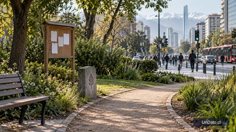 Sendero que vuelve a una avenida, como representación de una pausa laboral y el regreso al trabajo.