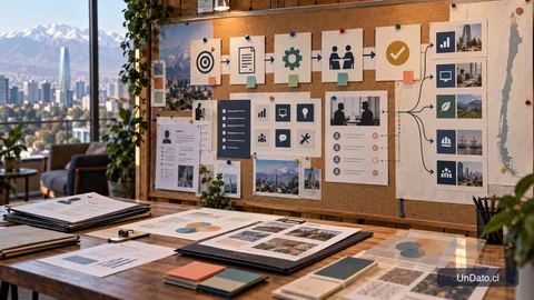 Panel visual que representa el análisis de postulaciones, habilidades y etapas de una búsqueda laboral
