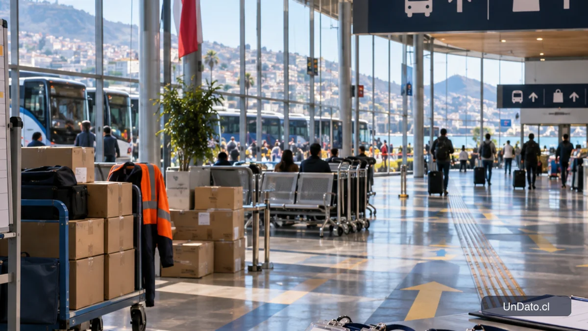 Espacio turístico chileno preparado para contrataciones de temporada con paneles de turnos, credenciales y señalética de servicios