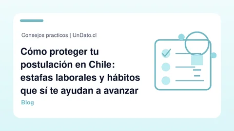 Portada editorial con una persona revisando ofertas de trabajo en un computador, en un ambiente de búsqueda laboral con enfoque preventivo.