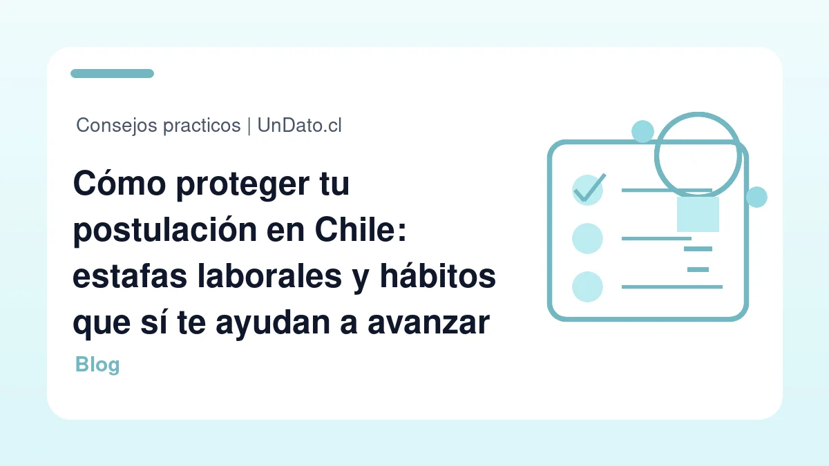 Portada editorial con una persona revisando ofertas de trabajo en un computador, en un ambiente de búsqueda laboral con enfoque preventivo.