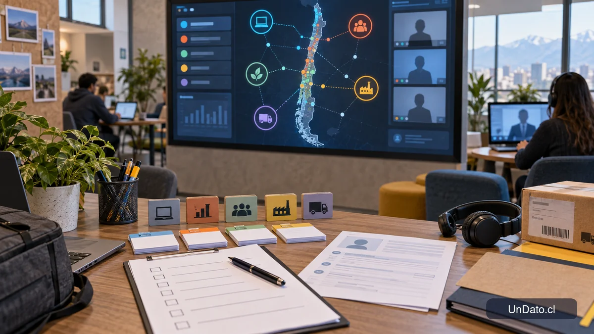 Panel digital que muestra vacantes laborales, postulaciones y entrevistas virtuales por distintos sectores