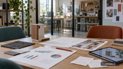 Tablero con ejemplos de proyectos y resultados organizados para preparar una entrevista laboral