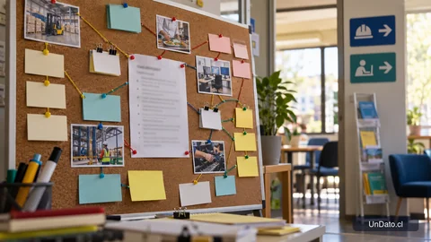 Tablero con tarjetas que relacionan funciones de un cargo, requisitos y evidencias de experiencia laboral.
