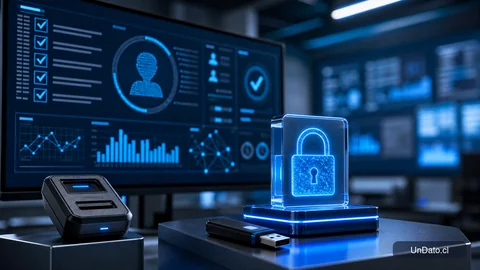 Pantalla de evaluación remota con candado digital y elementos de verificación de identidad.