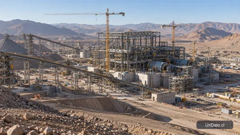 Nueva línea de molienda en construcción junto a una planta concentradora en el paisaje árido de Antofagasta