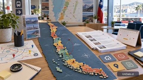 Mapa de Chile con filtros visuales para buscar vacantes por región, comuna, modalidad y jornada