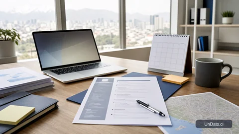 Escritorio con currículum, laptop y calendario que representa una búsqueda de trabajo más estratégica.