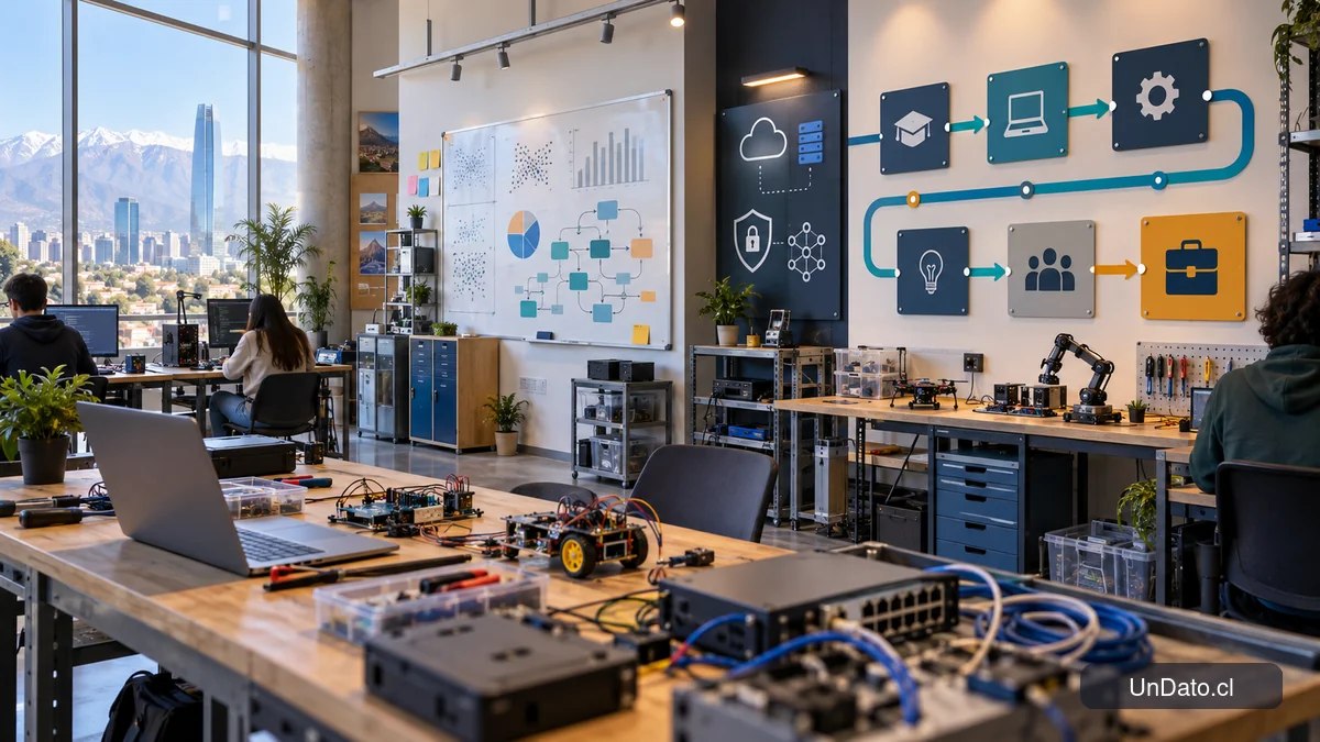 Centro de formación tecnológica con rutas de aprendizaje, especialidades digitales y proyectos orientados al empleo
