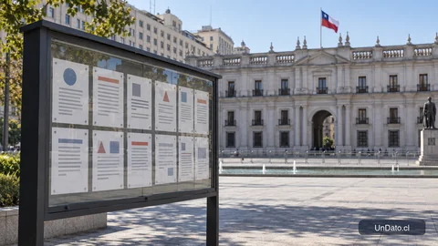Panel de convocatorias laborales públicas organizado por institución, región y fecha de cierre en una explanada cívica