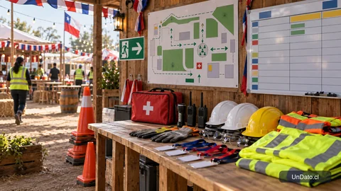 Punto de inducción de seguridad para trabajadores temporales en una fonda chilena