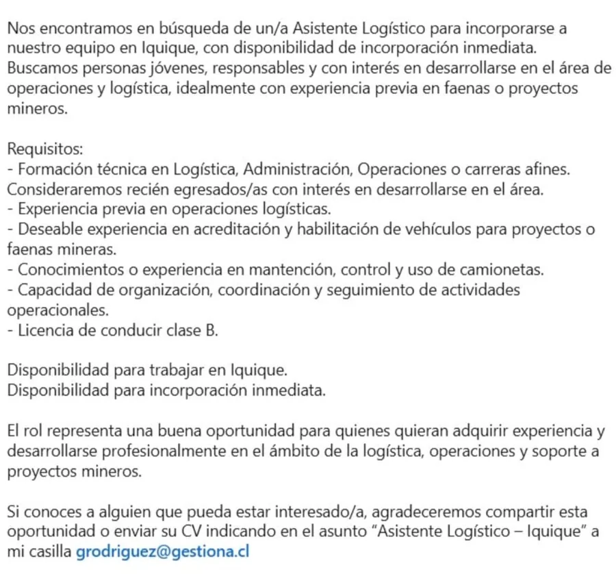 Asistente Logístico - imagen 1