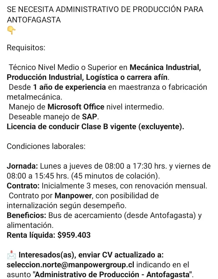 Administrativo de Producción - imagen 1