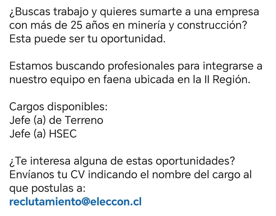 Jefaturas de Terreno y HSEC - imagen 1
