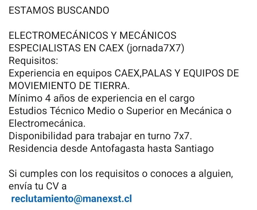 Electromecánicos y mecánicos CAEX - imagen 1