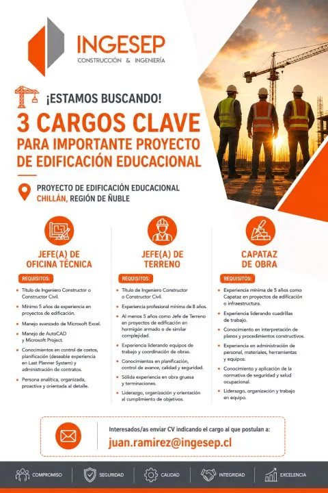 Jefe de Oficina Técnica, Jefe de Terreno y Capataz - imagen 1
