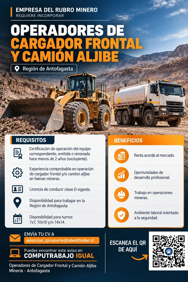 Operadores de Cargador Frontal y Camión Aljibe - imagen 1