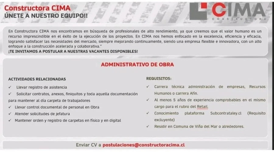 Administrativo de Obra - imagen 1