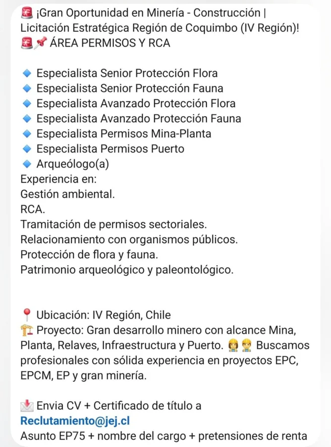 Oportunidad Minería IV Región EPC/EPCM - imagen 1