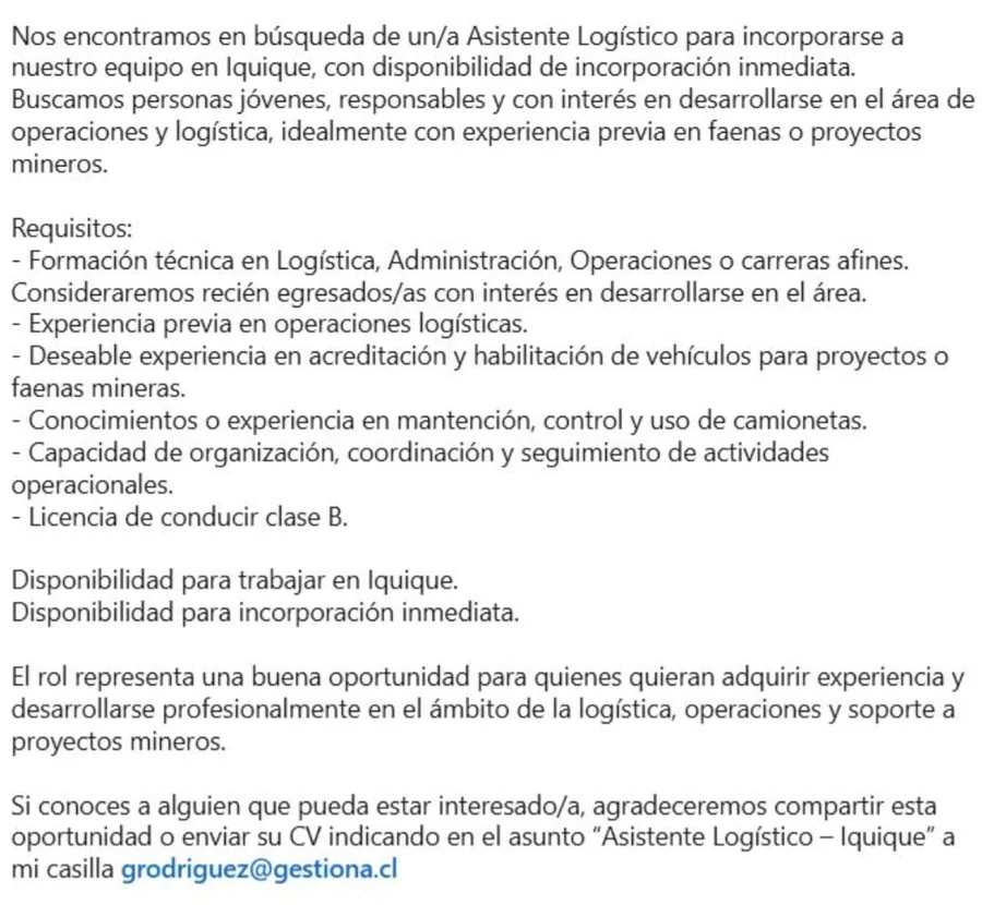 Asistente Logístico - imagen 1