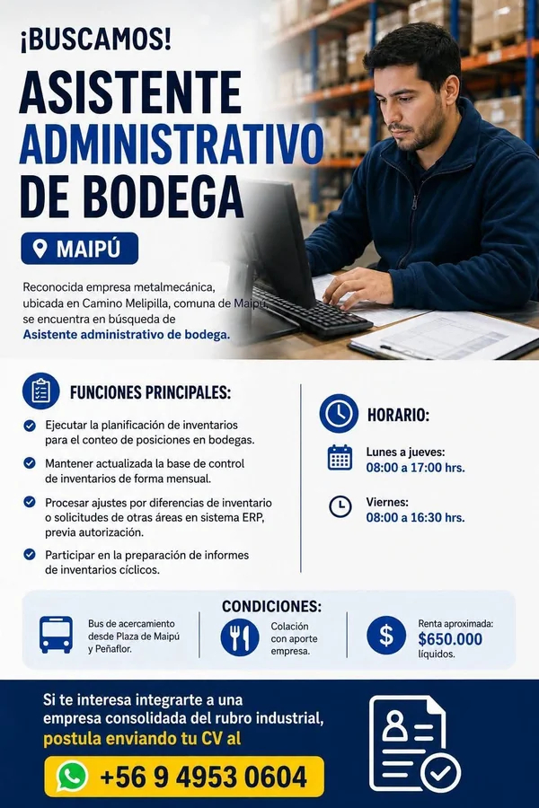 Asistente Administrativo de Bodega - imagen 1