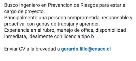 Ingeniero en Prevención de Riesgos - Proyecto - imagen 1