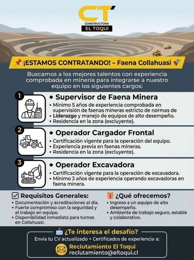 Supervisores y Operadores para Faena Minera - imagen 1
