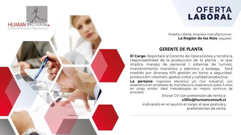 Gerente de Planta para Empresa Manufacturera - imagen 1