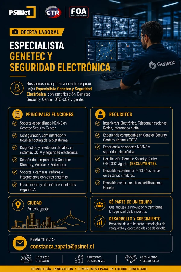 Especialista Genetec y Seguridad Electrónica - imagen 1