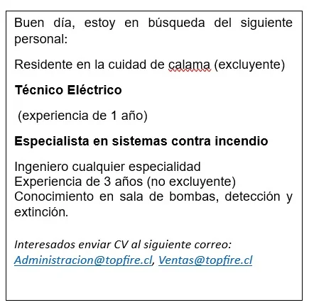 Buscamos personal técnico en Calama - imagen 1