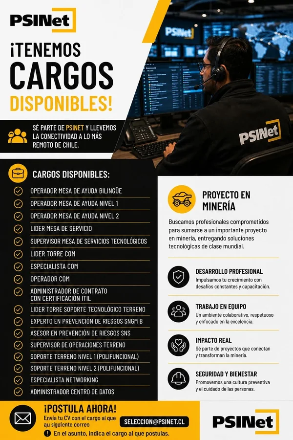 Cargos Disponibles para Proyecto de Minería - imagen 1