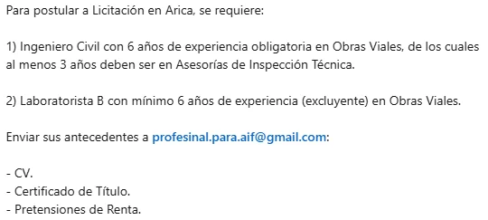 Ingeniero Civil y Laboratorista B para Obras Viales - imagen 1