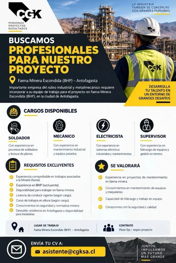 Profesionales para Proyecto en Faena Minera Escondida - imagen 1