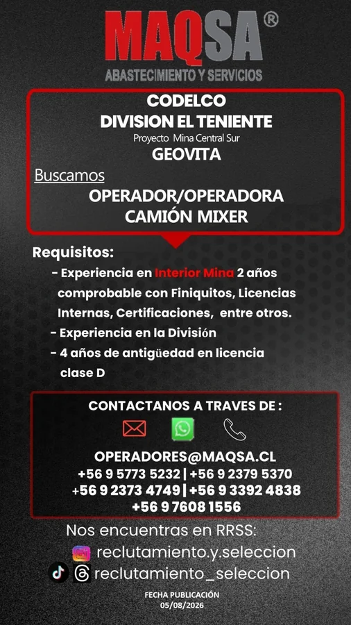 Operador de Camión Mixer - imagen 1