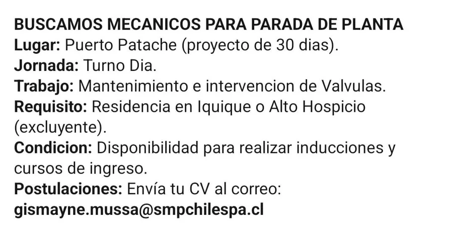 Mecánicos para parada de planta - imagen 1