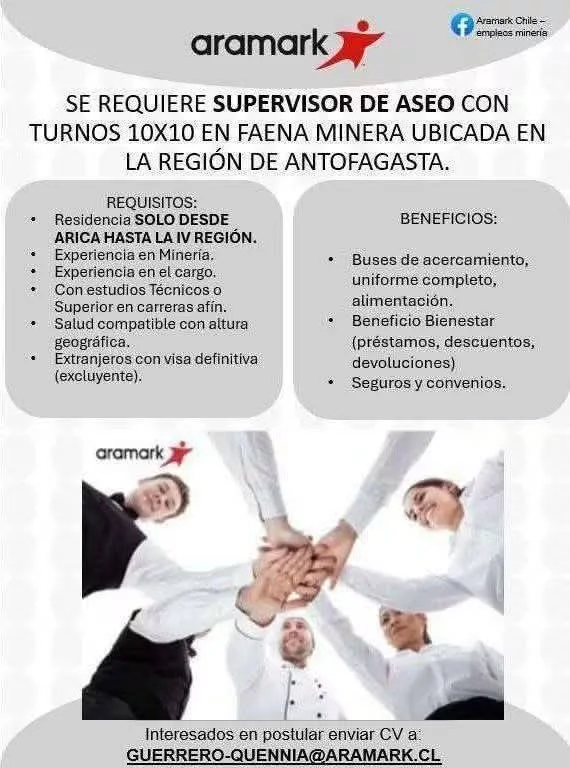 Supervisor de Aseo - Faena Minera - imagen 1