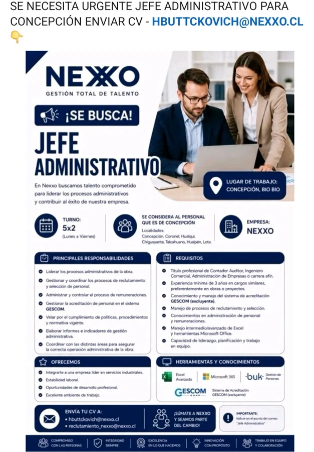 Jefe Administrativo de Obra - imagen 1