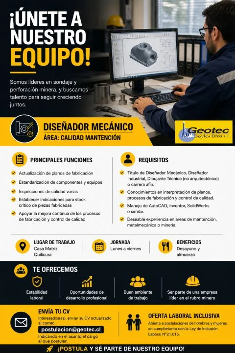 Diseñador Mecánico - Calidad Mantención - imagen 1