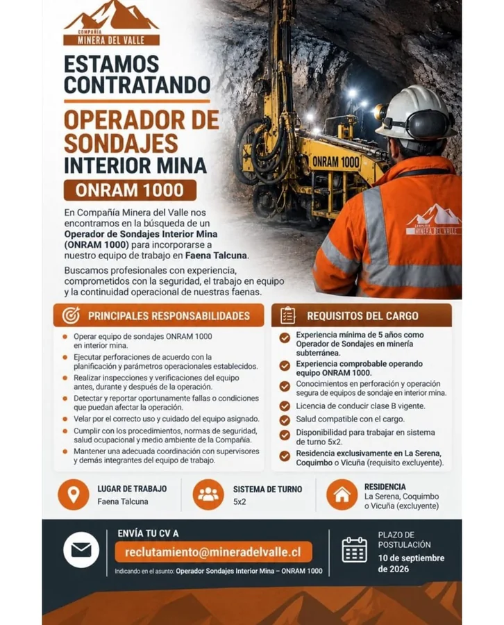 Operador de Sondajes Interior Mina ONRAM 1000 - imagen 1