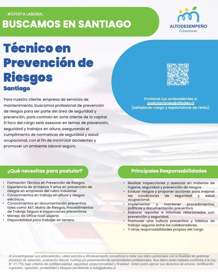 Técnico en Prevención de Riesgos para Seguridad en Santiago - imagen 1