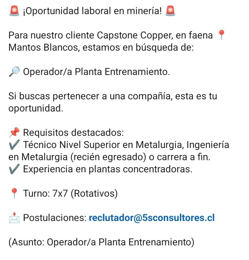 Operador/a Planta Entrenamiento - imagen 1