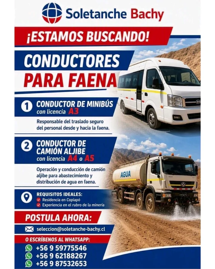 Conductores para Faena (Minibús y Camión Aljibe) - imagen 1