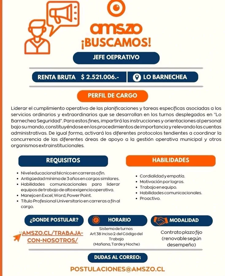 Jefe Operativo Lo Barnechea - imagen 1