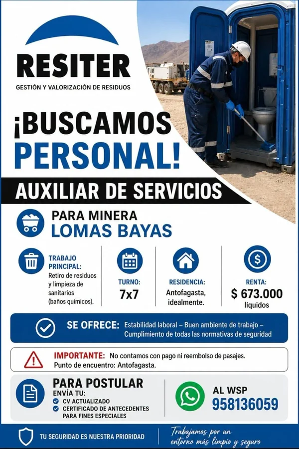 Auxiliar de Servicios para Minera Lomas Bayas - imagen 1