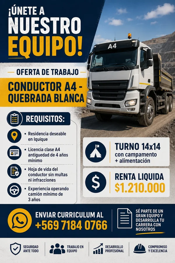 Conductor A4 - Quebrada Blanca - imagen 1