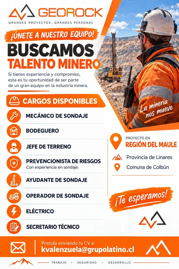 Cargos para proyecto de sondaje minero - imagen 1
