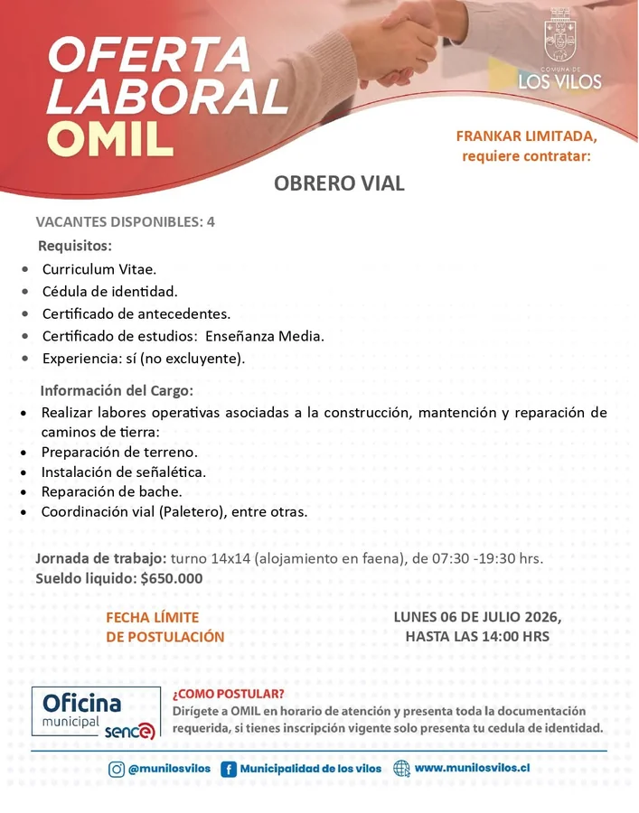 Obrero Vial para Los Vilos - imagen 1