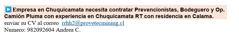 Prevencionistas, Bodeguero y Operador Camión Pluma - imagen 1