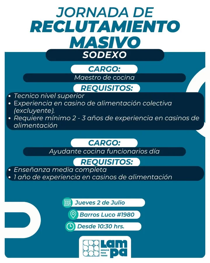 Maestro de Cocina - Reclutamiento Sodexo - imagen 1